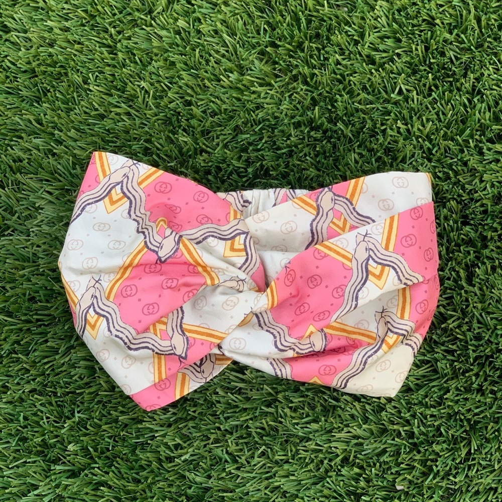 Gucci Silk Headband w/GG Snake Print